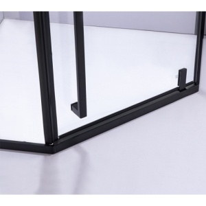 Cabina de dus Pentagonala BS07B, Dimensiune 90x90cm, Culoare Negru + Cadita de dus ST07B-WH slim alba - Img 4