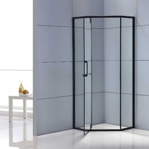 Cabina de dus pentagonala din sticla securizata si rame negre KZ4026A 80x80 cm - Img 2