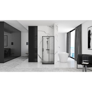 Cabina de dus Rea Punto negru, Dimensiune 80x80cm - Img 5