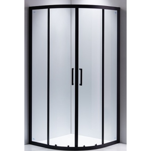 Cabina de dus semicirculara din sticla securizata si rame negre cu cadita alba inclusa BS01B/SXL01B 90 x 90 cm - Img 2