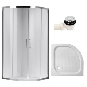 Cabina de dus semicirculara rame cromate cu cadita inclusa KZ101B/SXL01B 90 x 90cm