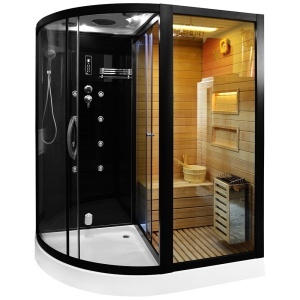 Cabina multifunctionala MO-1751B TRIO, Sauna uscata, Sauna cu aburi si cabina de dus, 180x110x223 cm, Varianta Dreapta - Img 1