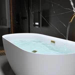 Cada de baie Cesana 518A 150x75cm, Culoare Alb , Deversor Auriu - Img 2