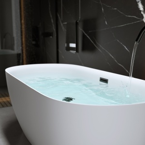 Cada de baie Cesana 518C 170x75cm , Culoare Alb , Deversor Negru - Img 2