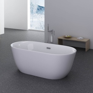 Cada de baie Freestanding 150x75x58cm, Design Modern, Culoare Alb - Img 6
