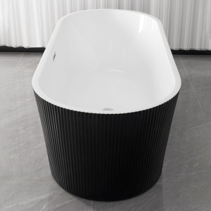 Cada De Baie Freestanding 160x75x58cm, Textura Eleganta si Linii Moderne , Culoare Negru/Alb - Img 4