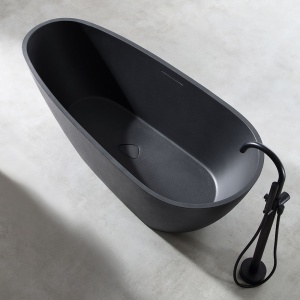 Cada de baie freestanding, Cu Design Modern , Strat Abraziv 170x75cm, Culoare Negru - Img 5
