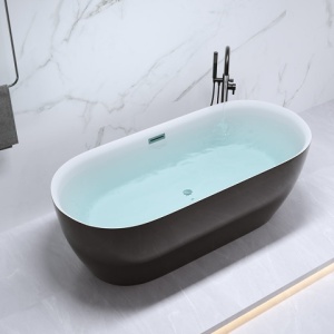 Cada de baie independenta cesana 518A 150x75 cm culoare negru, deversor Crom - Img 3