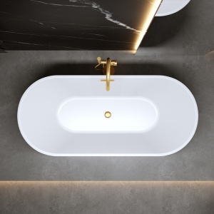 Cada de baie Lisbona 502B 160x75cm , Culoare Alb , Deversor Auriu Periat - Img 3