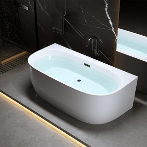 Cada de baie NORA 526C, Dimensiune 160x85cm, Culoare Alb, Deversor Negru - Img 6