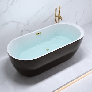 Cada de baie Porto 503B 170x75cm, Culoare Negru ,Deversor Auriu - Img 7