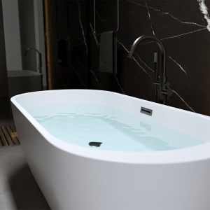 Cada de baie PORTO 503B, Dimensiune 170x75cm, Culoare Alb, Deversor Negru - Img 6
