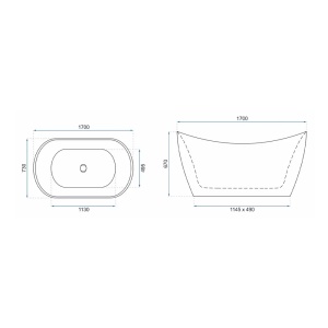 Cada freestanding Rea Kerrano 170x75 cm alb lucios - Img 4