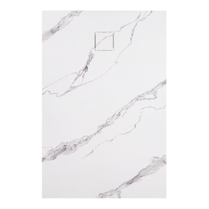 Cadita de dus dreptunghiulara model marmura Riko 100 x 80 cm alba - Img 1