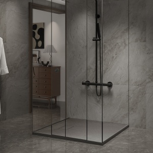 Cadita de dus JUKO Slim Patrata 80x80cm, Structura de piatra, Culoare Gri - Img 3