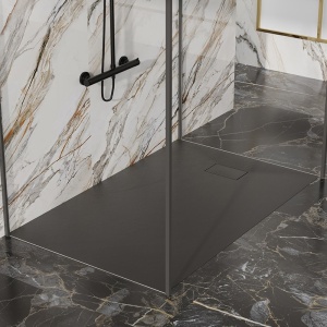 Cadita de dus JUKO Slim, Structura de piatra 140x80cm, Culoare Negru - Img 8