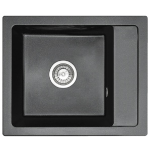 Chiuveta Bucatarie Pro GRANIT RINO BLACK, Dimensiuni 49 x 52 x 21 cm , Picurator Reversibil, Incastrabila, Forma Dreptunghiulara, Negru cu Picatele - Img 1