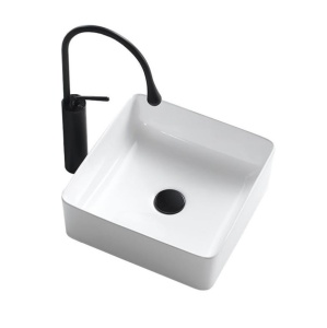 Chiuveta de blat PRO OSLO, Dimensiuni 38.5x 38.5x 13cm, Forma patrata, Ceramica sanitara, Fara gaura baterie, Alb - Img 1