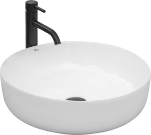 Chiuveta De Blat REA ELMA, 45 x 45 x 14 Cm, Montaj Pe Blat, Design Deosebit, Forma Rotunda, Ceramica Sanitara, Alb