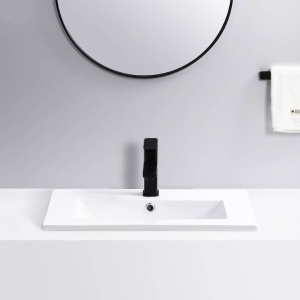 Chiuveta incastrata PRO LACUS, Dimensiuni 76 cm x 47 x 11 cm, Ceramica Sanitara, gaura baterie, Alb - Img 4