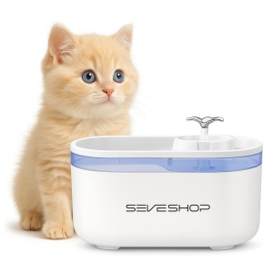 Dispenser Apa Automat SeveShop, Fantana pentru Pisici si Caini, Ultra Silentios, Control App, Sistem Recirculare si Filtrare Carbon Activ, Mentine Gustul Natural al Apei, Capacitate 2.8 L, Ideal pentru Toate Taliile, Alb Mat