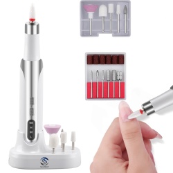 Freza Electrica pentru Unghii SeveShop, Pila Electrica Wireless pentru Manichiura si Pedichiura Profesionala, Incarcare Rapida, 12 Capete Detasabile, 6 Benzi Abrazive, Sistem Automat de Racire, Viteza Variabila, Zgomot Redus, Alb