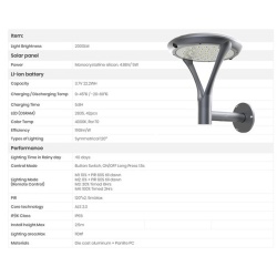 Lampa Solara LED Portabila de Exterior, Neosimply Camping, 2000 lumeni, 3 Moduri de utilizare, cu senzori de luminozitate si miscare, Grey - Img 3