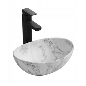 Lavoar De Blat PRO VERA GR, Montaj Pe Blat, Dimensiuni 40 X 33 X 14 Cm, Design Deosebit, Forma Ovala, Ceramica Sanitara, Marmura/Gri - Img 1
