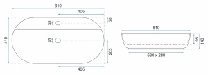 Lavoar De Blat REA AURA 81, Dimensiuni 81 X 41 X 14 Cm, Montaj Pe Blat, Forma Ovala, Ceramica Sanitara, Alb - Img 4