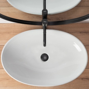 Lavoar De Blat REA OLGA, Dimensiuni 63 x 41.5 x 15 Cm, Montaj Pe Blat, Forma Ovala, Ceramica Sanitara, Alb - Img 2