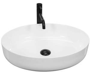 Lavoar De Blat REA QUEEN WHITE, Dimensiuni 55 X 41.5 X 14 Cm, Montaj Pe Blat, Design Deosebit, Forma Ovala, Ceramica Sanitara, Alb - Img 1