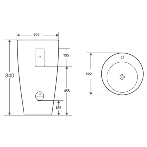 Lavoar freestanding Fluminia MyLady alb 50 cm - Img 2