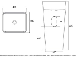 Lavoar Independent Monolit PRO MODENA, Dimensiuni 40.5x35.5 X 81.5 Cm, Forma Rectangulara, Alb - Img 6