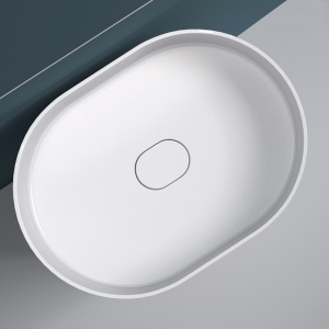 Lavoar Independent PRO MONOLITIC CAMILA, Dimensiuni 55 X 40 X 85 Cm, Forma Ovala, Material Conglomerat, Alb - Img 3