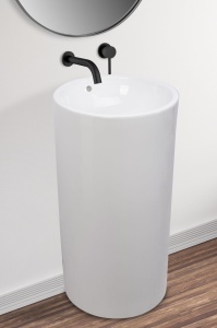 Lavoar Independent REA ESTER, Dimensiuni 44.5 x 46 X 81.5 Cm, Forma Rotunda, Alb - Img 4