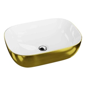 Lavoar pe blat dreptunghiular interior alb exterior auriu Spectrum Gineta Gold White - Img 1
