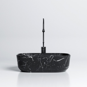 Lavoar pe Blat, Milo, Marmura Ceramica Negru Mat cu Model Alb , Dreptunghiular 45,5 x 32,5 x 13,5 cm - Img 8