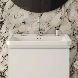 Lavoar pe mobilier Ideal Standard Atelier Calla alb lucios 87 cm cu orificiu baterie si preaplin - Img 8