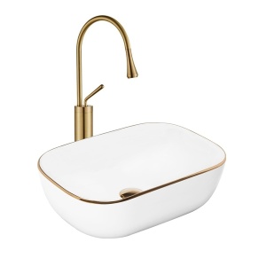 Lavoar pentru blat Tokyo alb auriu 45,5x32x14 cm - Img 1