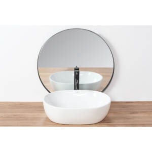 Lavoar REA AMELIA White, oval, 48x34.5 cm, montaj pe blat, ceramica sanitara, fara gaura baterie, Alba - Img 3