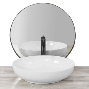 Lavoar REA CAROLA SLIM, 51.5 x 39 x 14 cm, montaj pe blat, ceramica sanitara, fara gaura baterie, Alba - Img 3