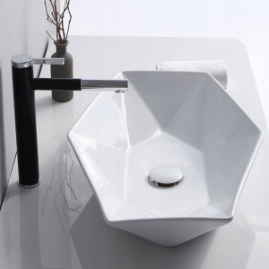 Lavoar REA VEGAS WHITE, Dimensiuni 57 x 37 X 14 cm, Montaj Pe Blat, Design Deosebit, Ceramica Sanitara, Alba - Img 3
