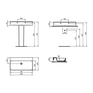 Lavoar suspendat Ideal Standard Atelier Conca 80 cm alb lucios - Img 11