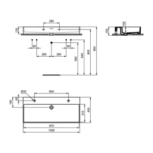 Lavoar suspendat Ideal Standard Atelier Extra alb lucios cu orificii baterie si preaplin 100 cm - Img 10