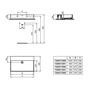 Lavoar suspendat Ideal Standard Atelier Extra alb lucios cu orificiu preaplin 80 cm - Img 9