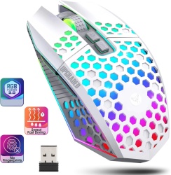 Mouse Wireless Profesional pentru Home & Office ODISSEY LIFE®, Reincarcabil, Iluminare RGB, 9 Butoane, White