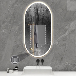 Oglind?? LED OVL 50x100cm, Brush Gold - Img 2