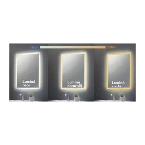 Oglinda cu iluminare si dezaburire Fluminia Titian 60 cm auriu - Img 2
