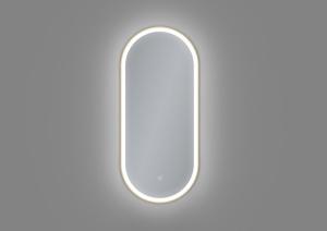 Oglinda LED cu Dezaburire, Dimensiune 40x90cm, Rama din Aluminiu, Culoare Auriu periat - Img 3