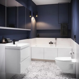 Pachet vas wc suspendat Cersanit Moduo, capac soft-close si set dus igiena intima auriu cu baterie incastrata Rea Loop - Img 4